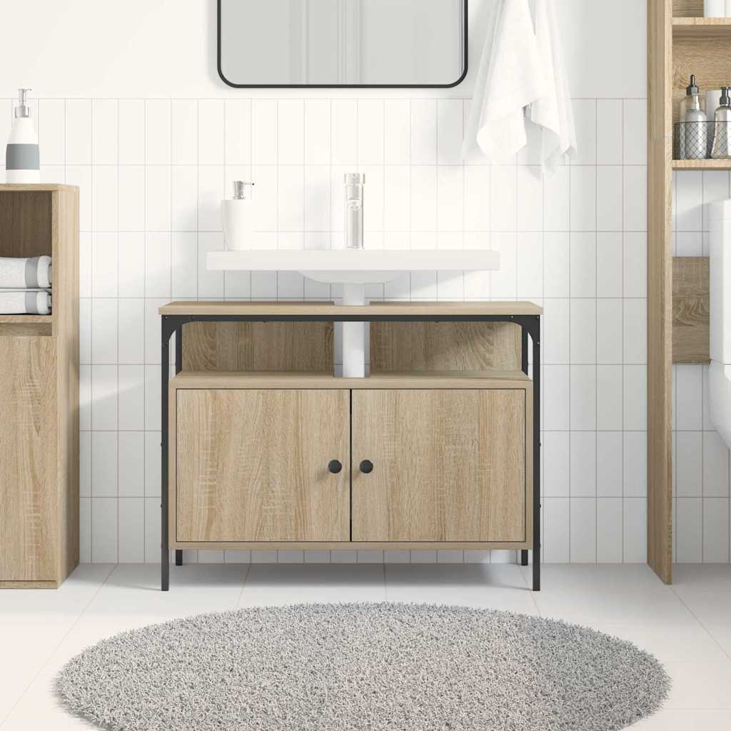 Waschbeckenschrank mit Tür Braun 80 x 30 x 60 cm Holzwerkstoff