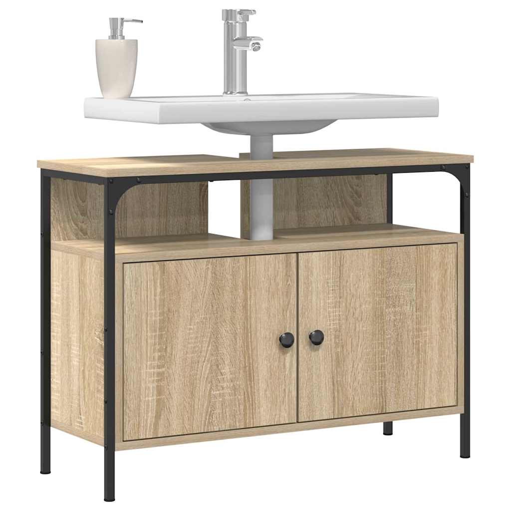 Waschbeckenschrank mit Tür Braun 80 x 30 x 60 cm Holzwerkstoff