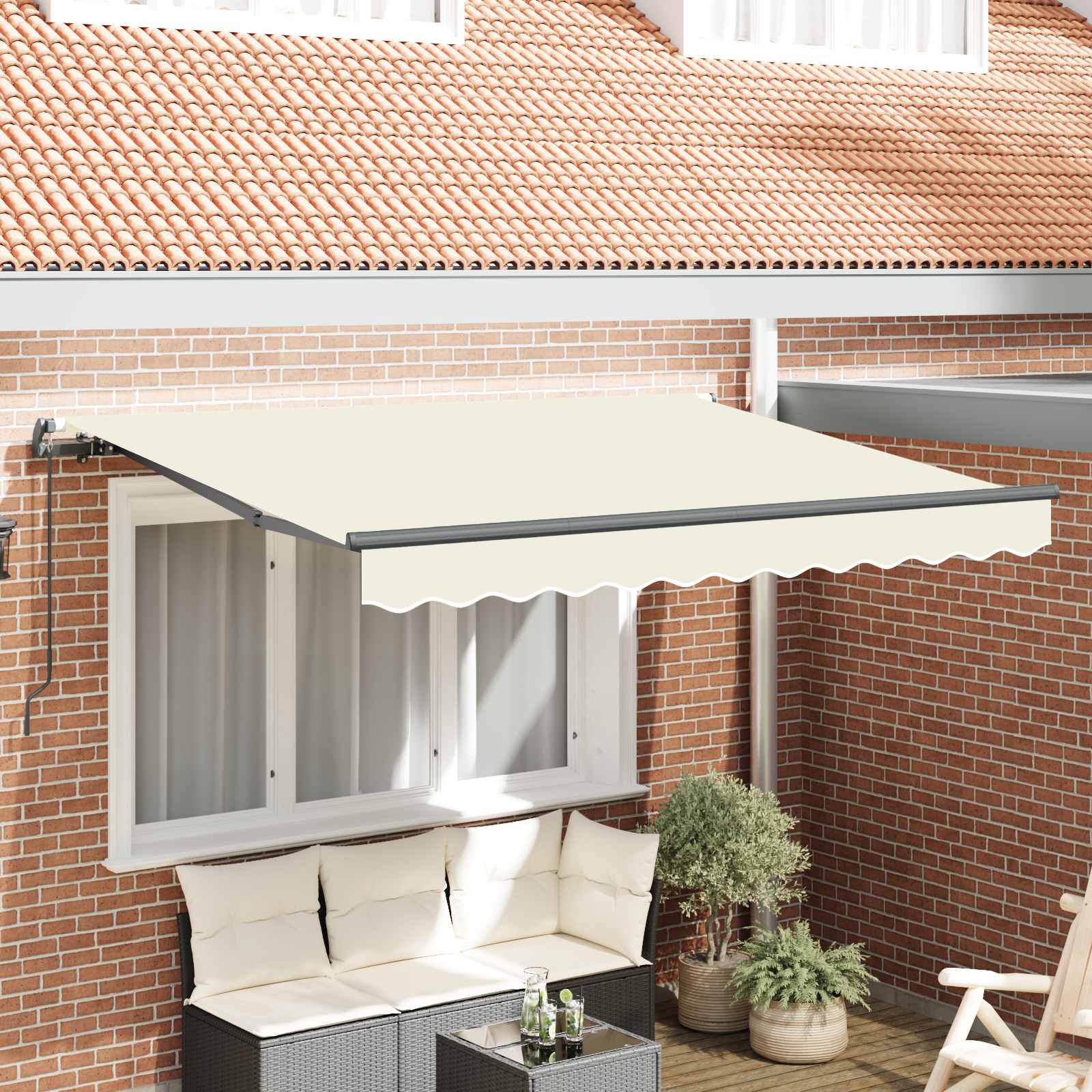 Einziehbare Markise Creme 250 x 200 cm Stoff