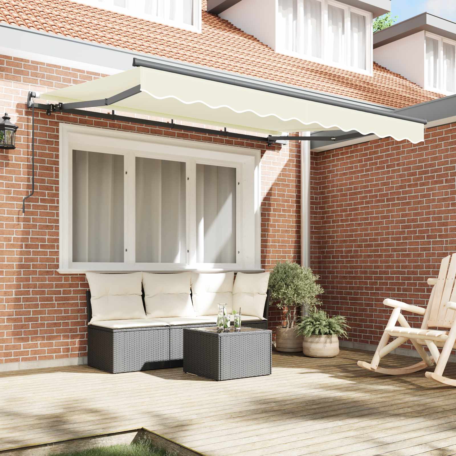 Einziehbare Markise Creme 250 x 200 cm Stoff