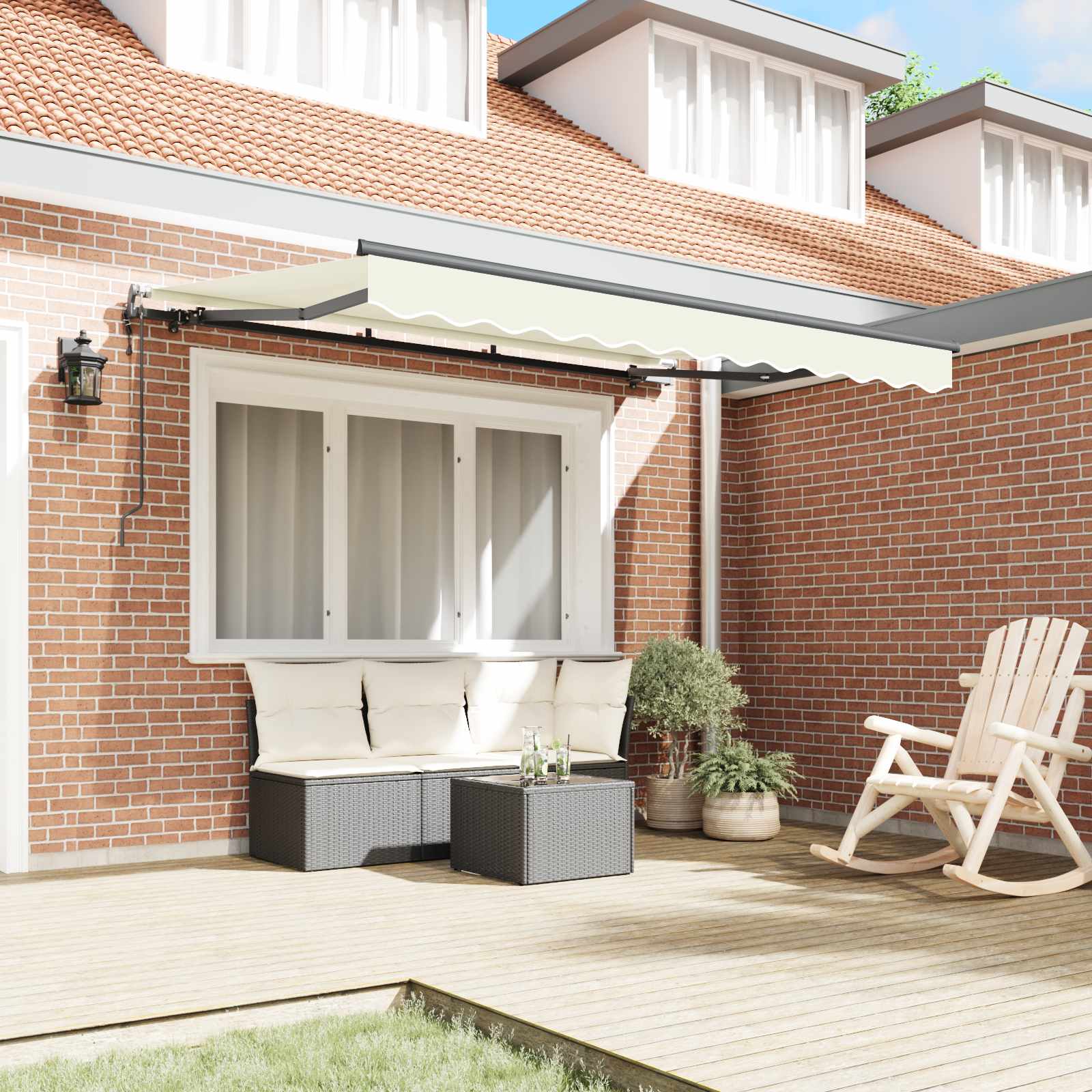 Einziehbare Markise Creme 250 x 200 cm Stoff