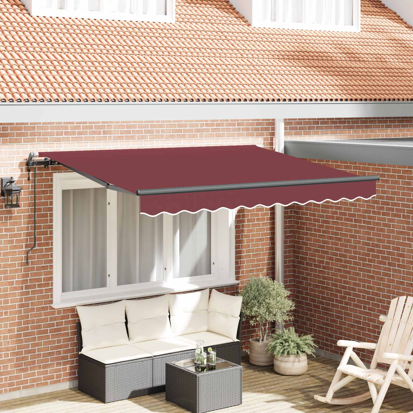 Einziehbare Markise Bordeauxrot 250 x 200 cm Stoff