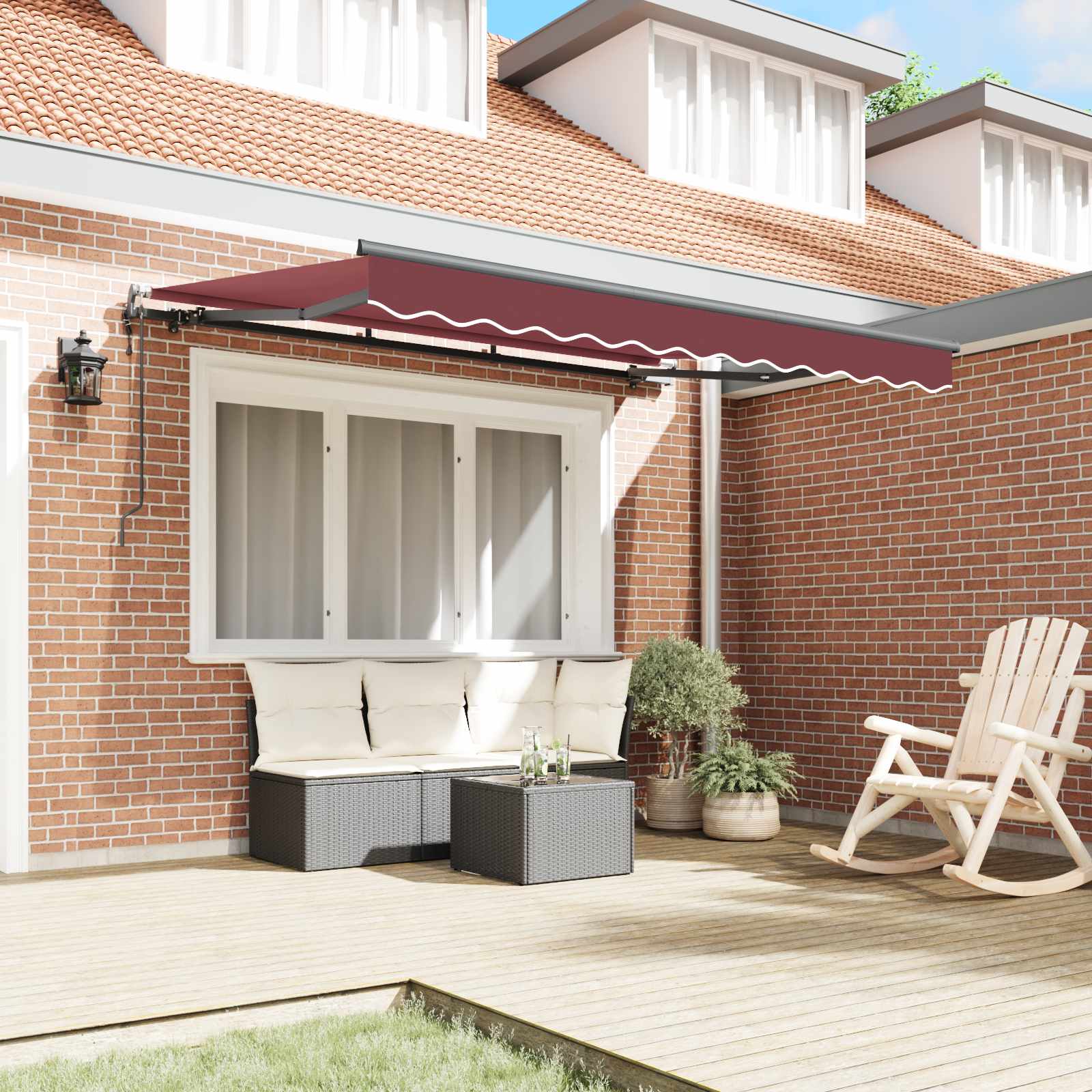 Einziehbare Markise Bordeauxrot 250 x 200 cm Stoff