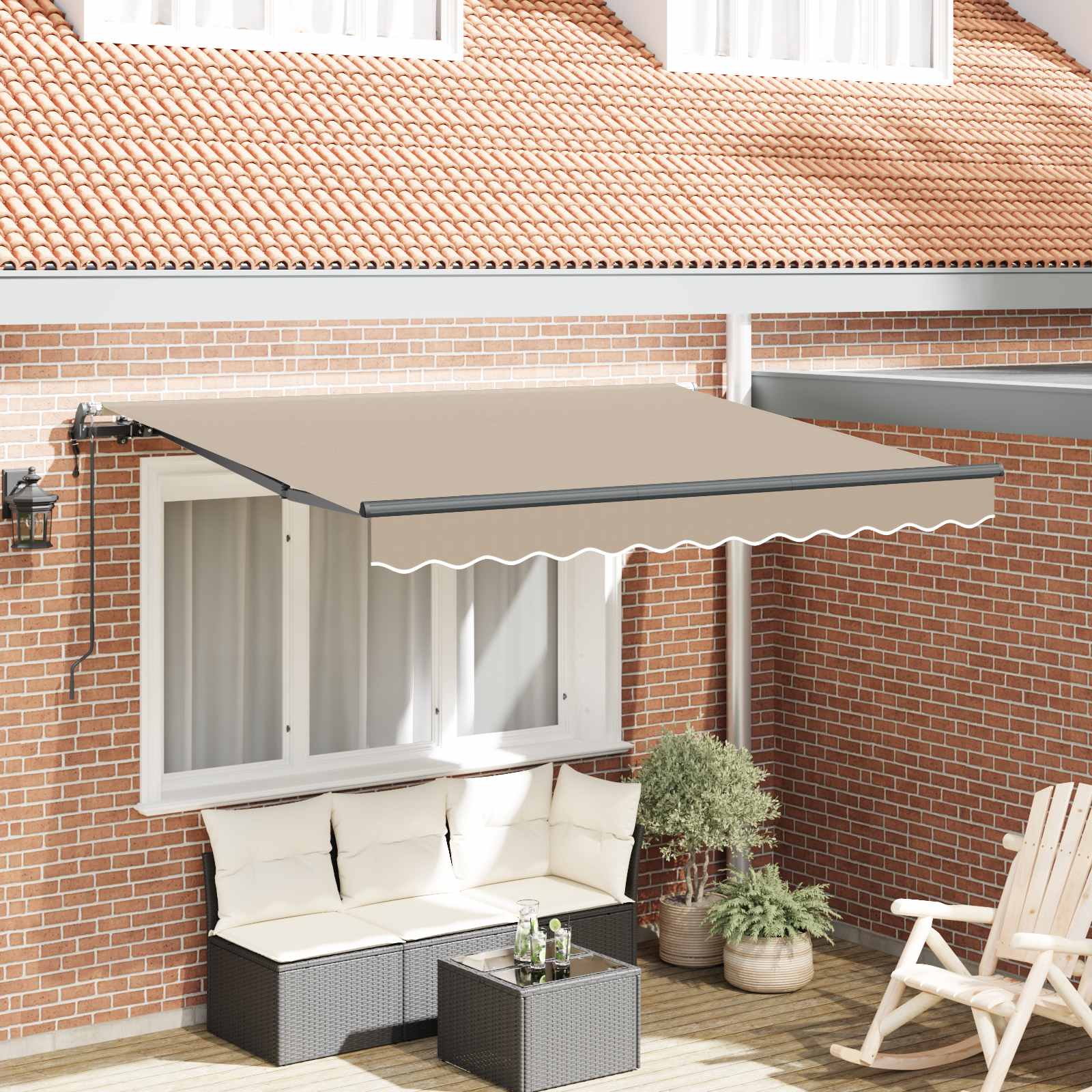 Einziehbare Markise Beige 250 x 200 cm Stoff