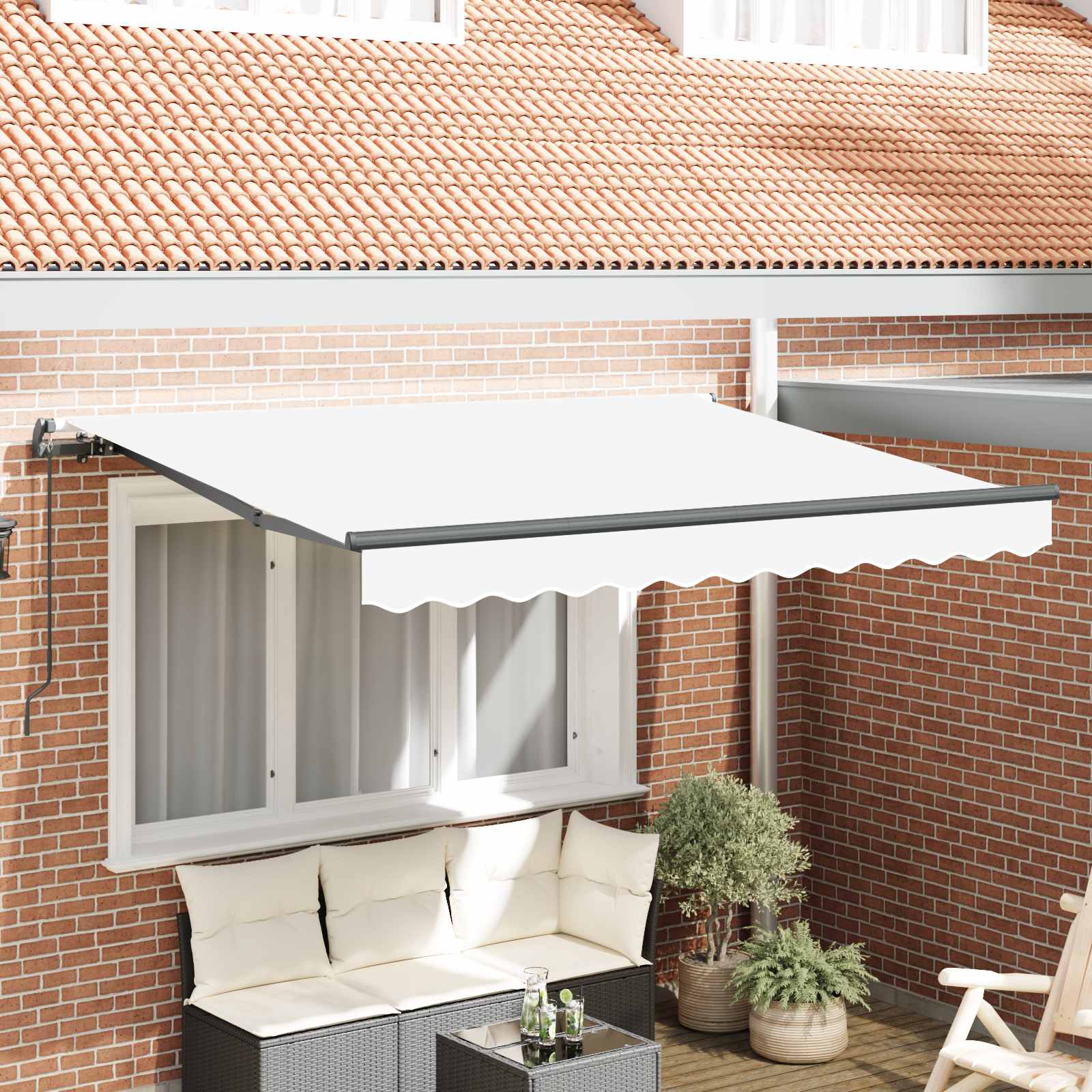 Einziehbare Markise Weiß 250 x 200 cm Stoff