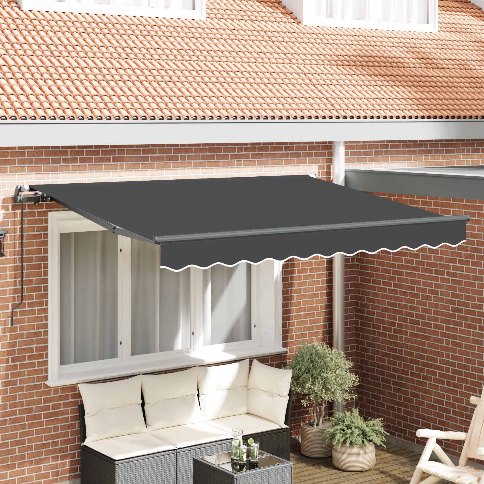 Einziehbare Markise Anthrazit 300 x 200 cm Stoff