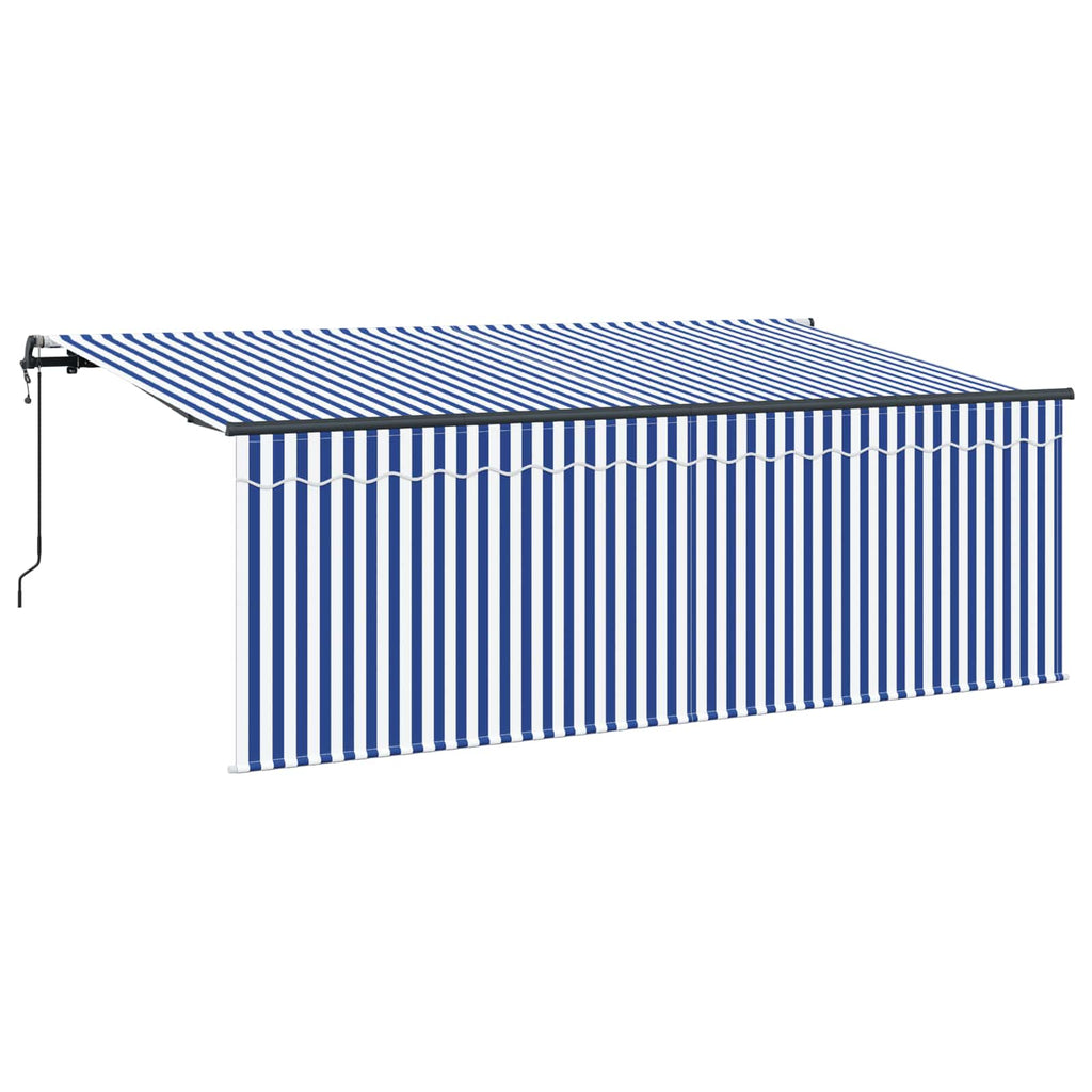 Einziehbare Markise Blau und Weiß 350 x 200 cm
