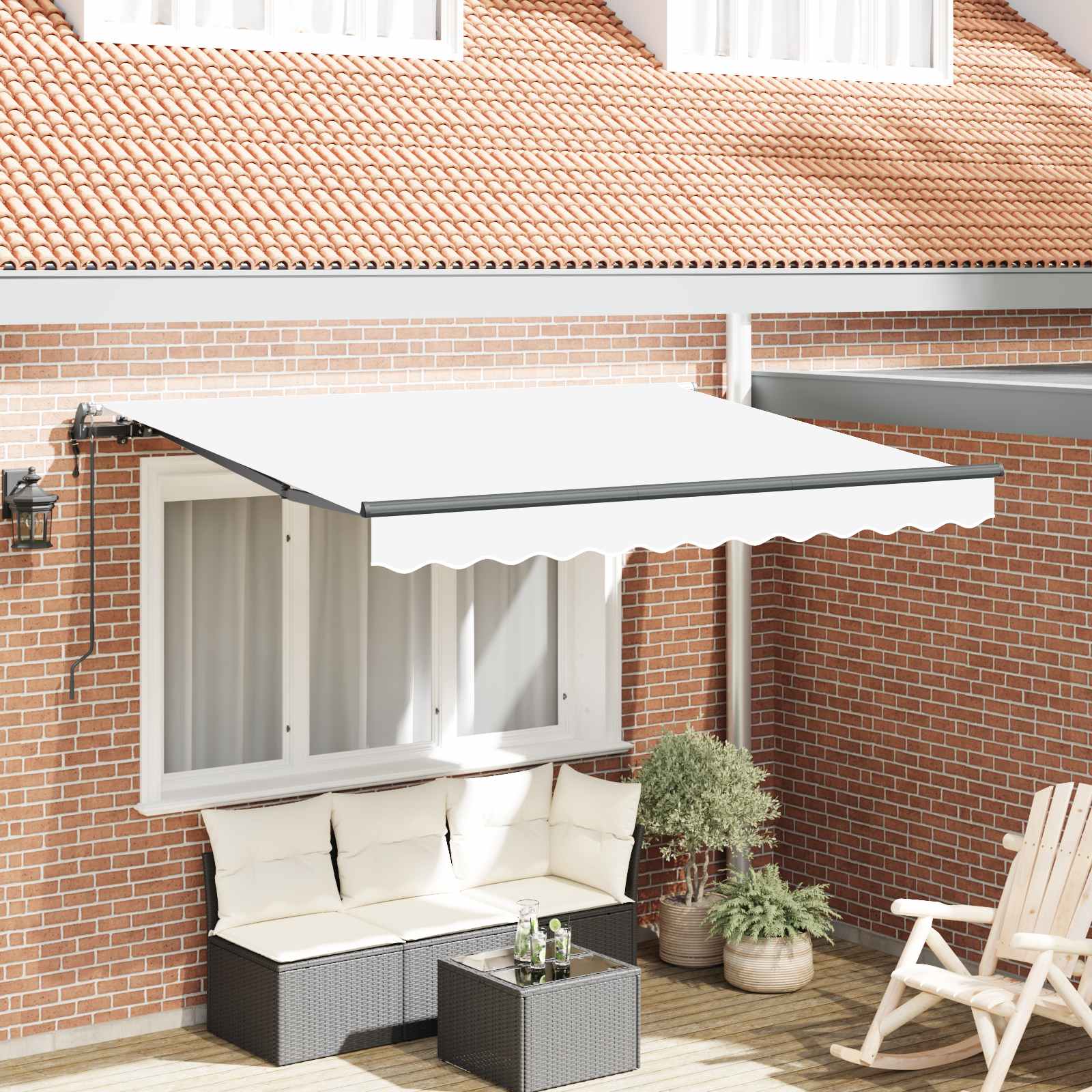 Einziehbare Markise Weiß 350 x 200 cm Stoff
