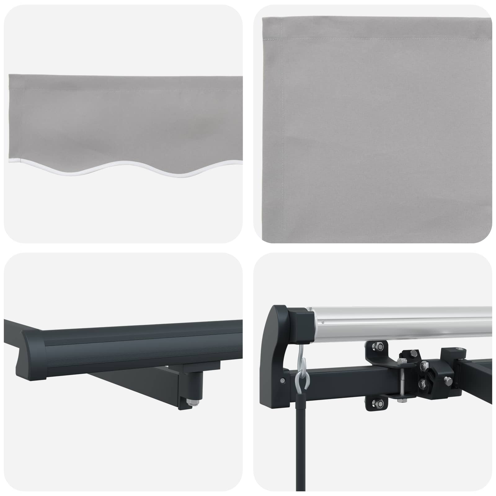 Einziehbare Markise Hellgrau 350 x 200 cm Stoff