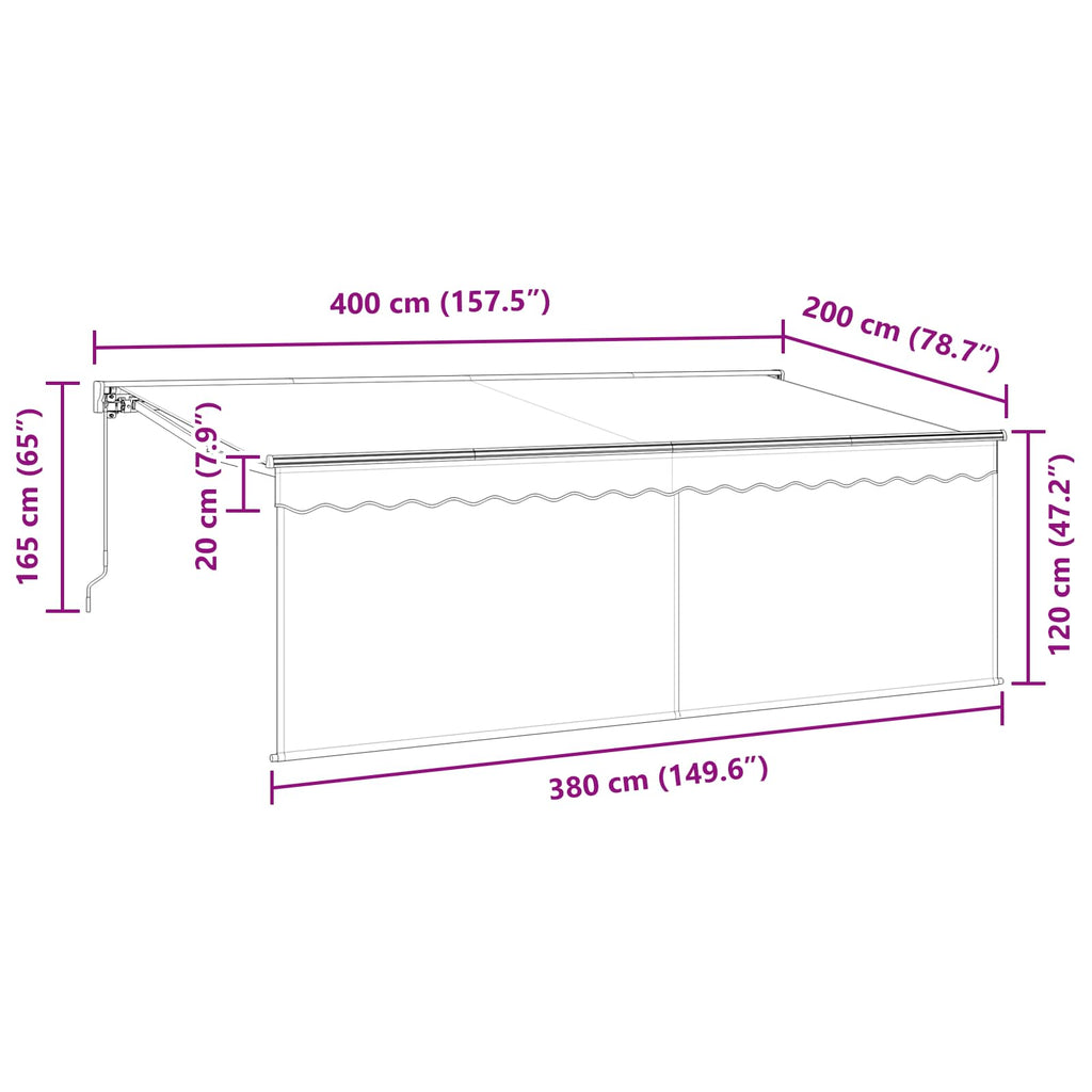 Einziehbare Markise Anthrazit 400 x 200 cm