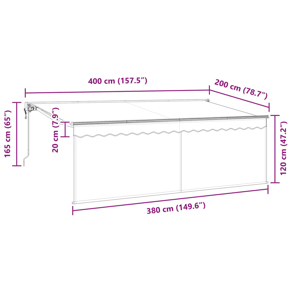 Einziehbare Markise Anthrazit 400 x 200 cm
