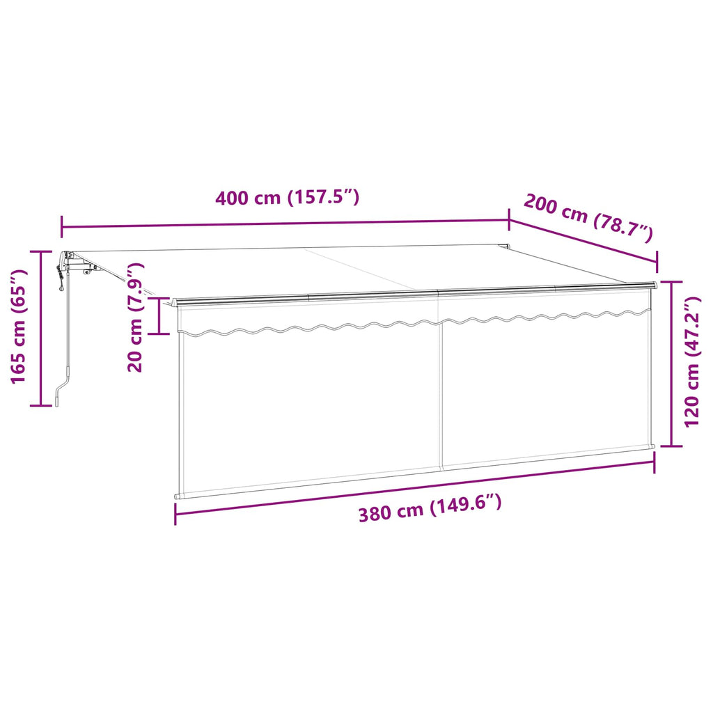 Einziehbare Markise Anthrazit 400 x 200 cm