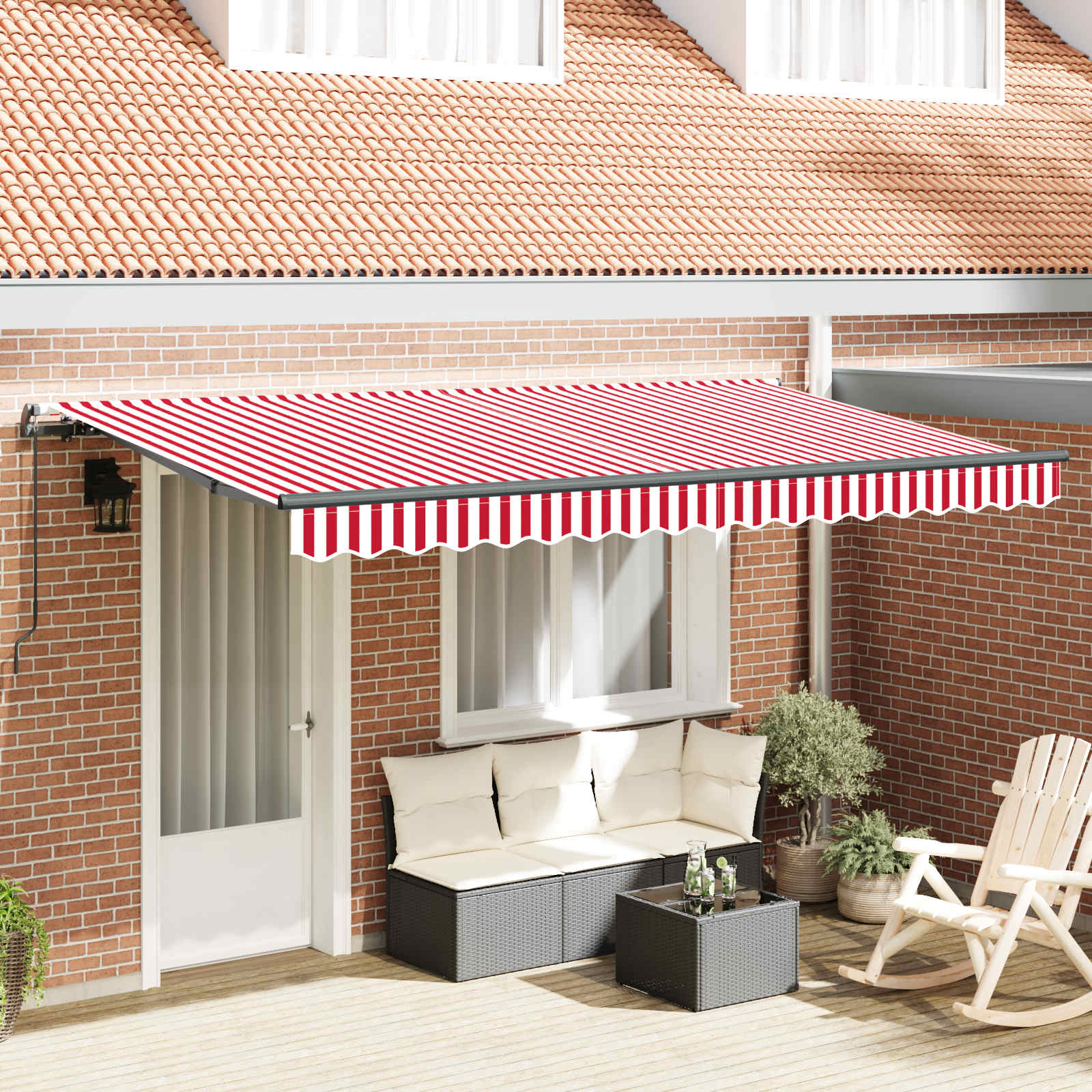 Einziehbare Markise Rot 400 x 200 cm Stoff