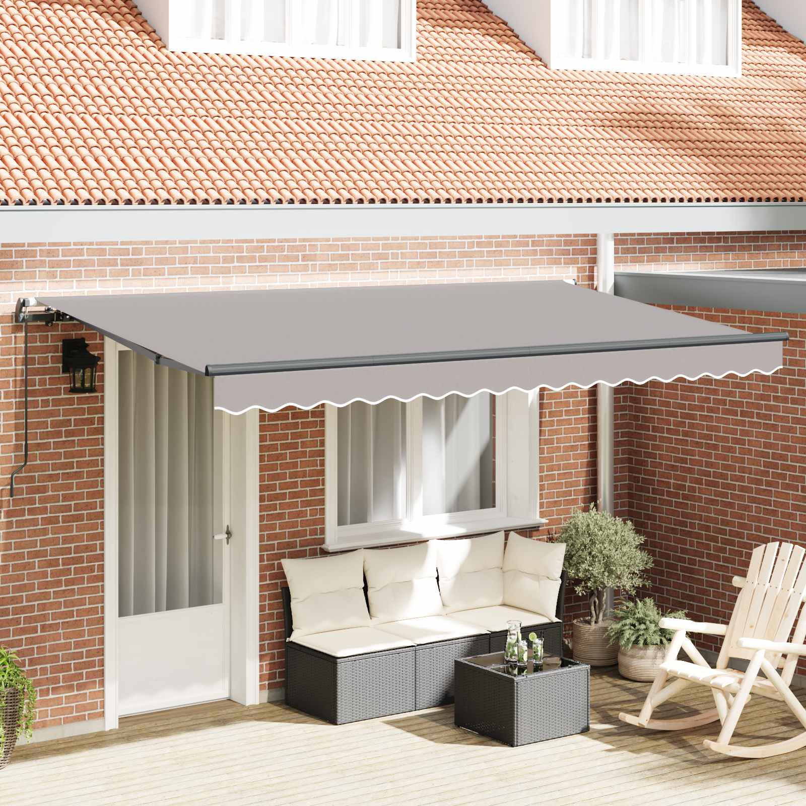 Einziehbare Markise Hellgrau 400 x 200 cm Stoff