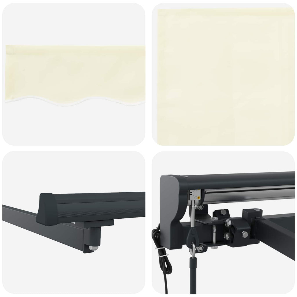 Einziehbare Markise Creme 300 x 250 cm Polyester und Aluminium