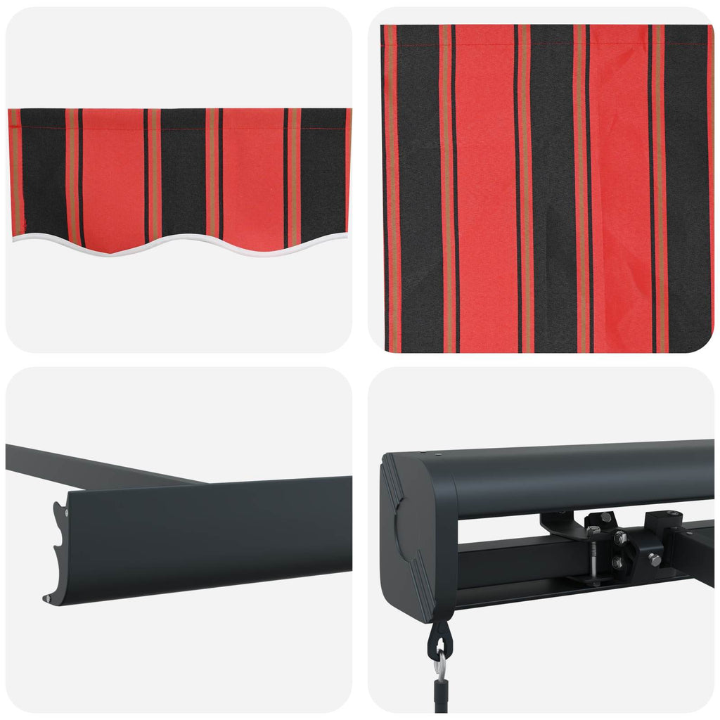 Ausziehbare Markise Rot und Schwarz 300 x 250 cm