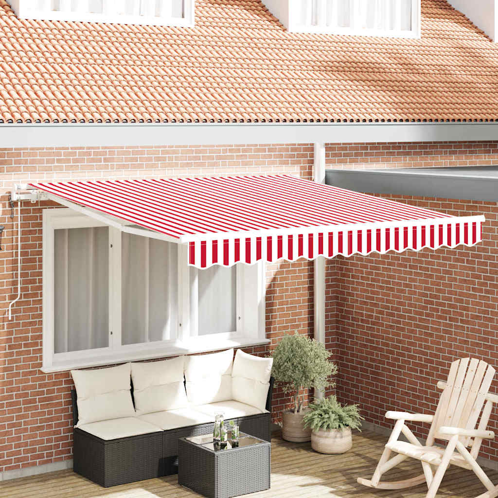 Ausziehbare Markise Rot und Weiß 300 x 250 cm