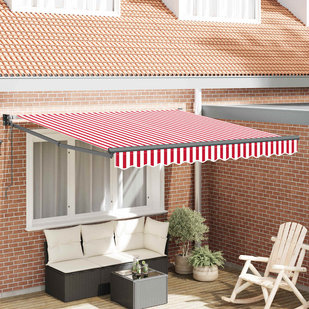 Markise Rot und Weiß 300 x 250 cm Polyester und Metall