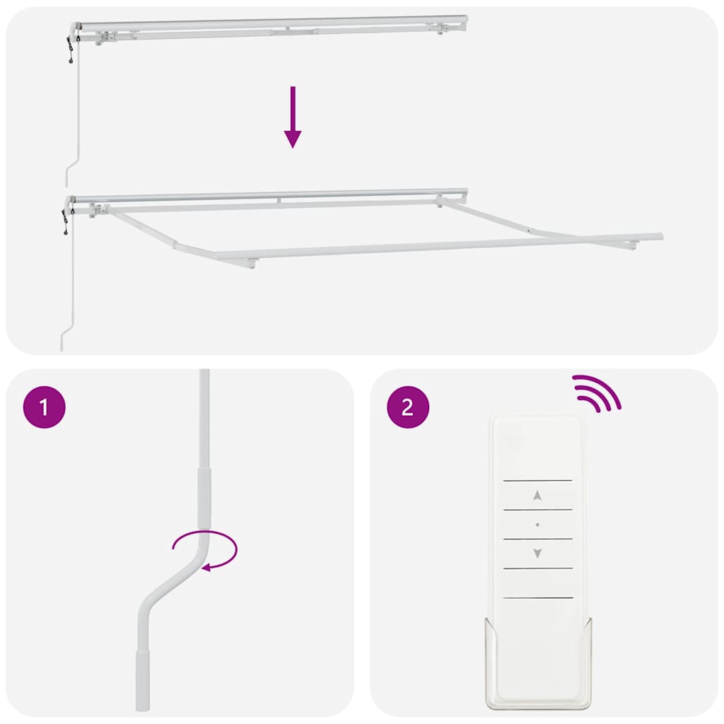Ausziehbare Markise Mehrfarbig 300 x 250 cm Stoff und Aluminium
