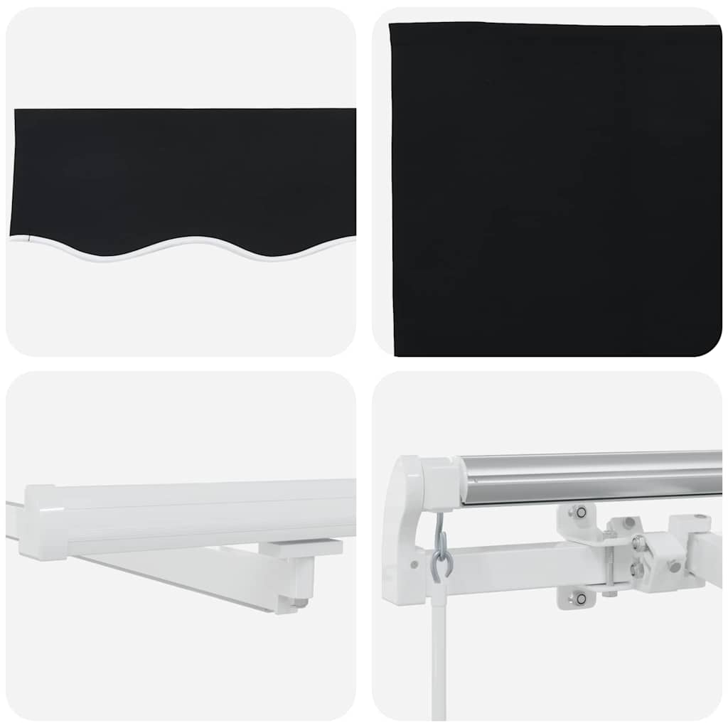 Ausziehbare Markise Schwarz 300 x 250 cm Stoff und Aluminium