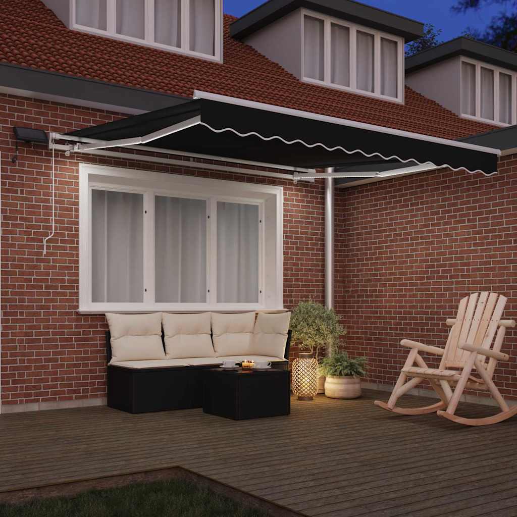 Ausziehbare Markise Schwarz 300 x 250 cm Stoff und Aluminium