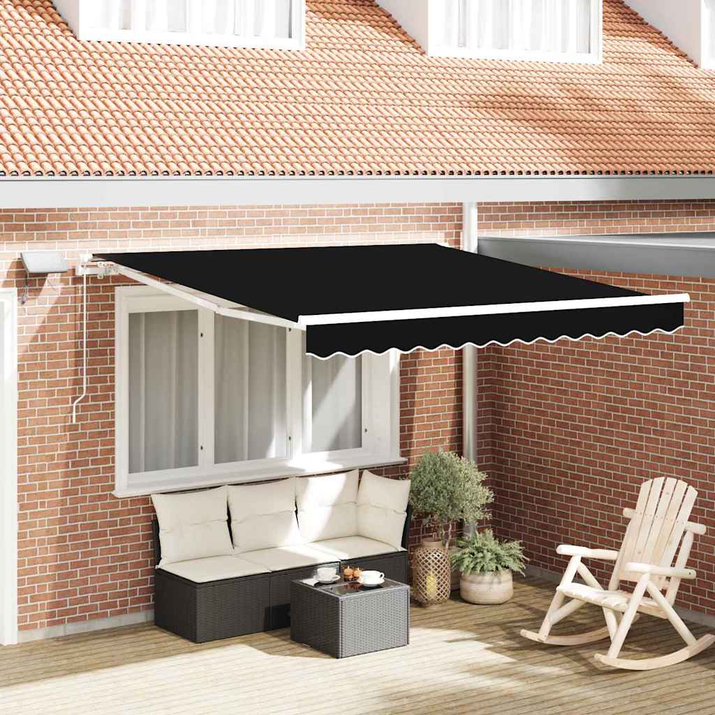 Ausziehbare Markise Schwarz 300 x 250 cm Stoff und Aluminium