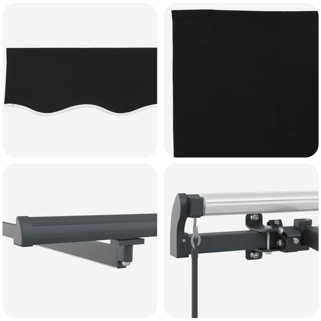 Ausziehbare Markise Schwarz 300 x 250 cm Stoff und Aluminium