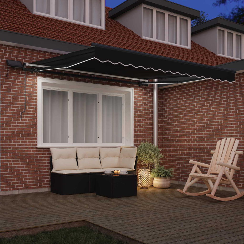 Ausziehbare Markise Schwarz 300 x 250 cm Stoff und Aluminium