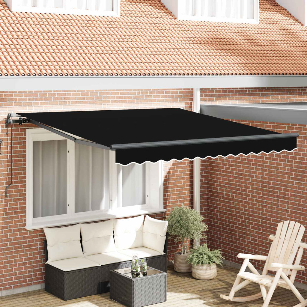 Ausziehbare Markise Schwarz 300 x 250 cm Stoff und Aluminium
