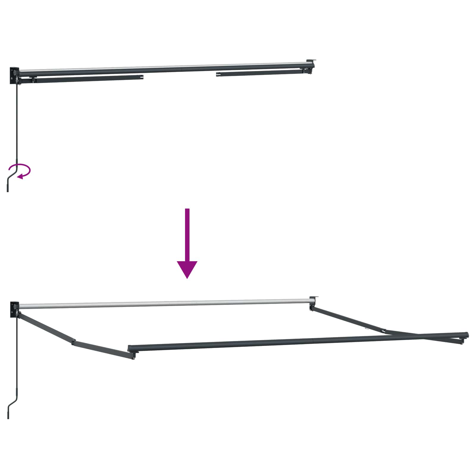 Ausziehbare Markise Schwarz 300 x 250 x 165 cm