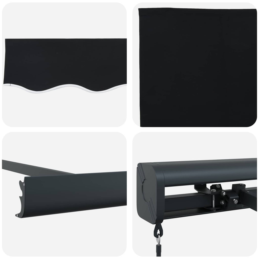 Ausziehbare Markise Schwarz 300 x 250 cm Leinen und Aluminium