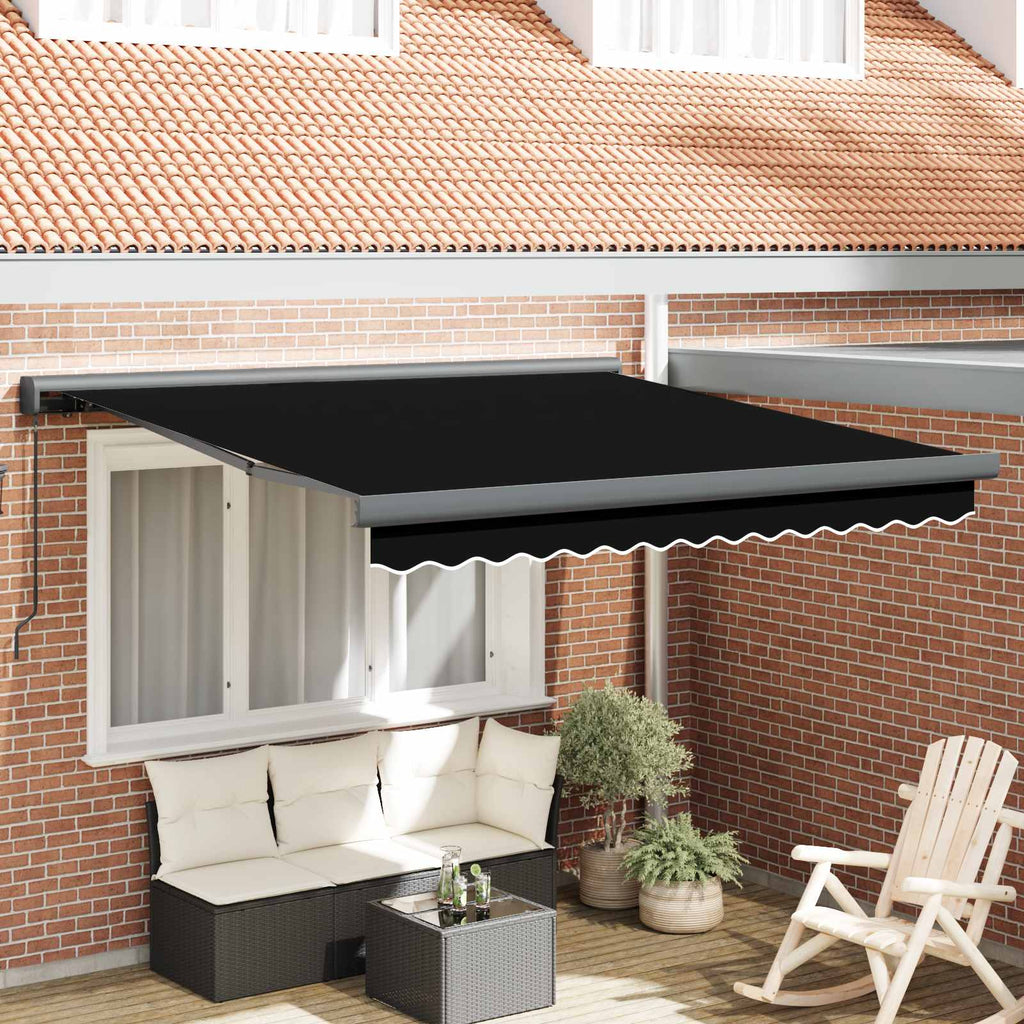 Ausziehbare Markise Schwarz 300 x 250 cm Leinen und Aluminium