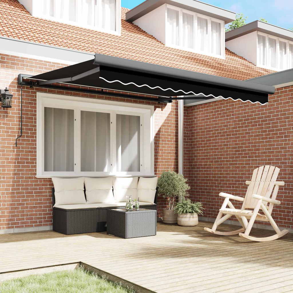 Ausziehbare Markise Schwarz 300 x 250 cm Leinen und Aluminium