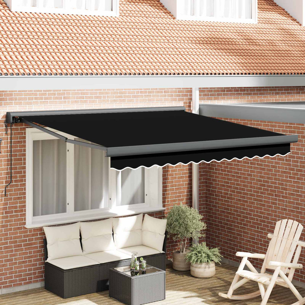 Ausziehbare Markise Schwarz 300 x 250 x 165 cm Stoff und Metall