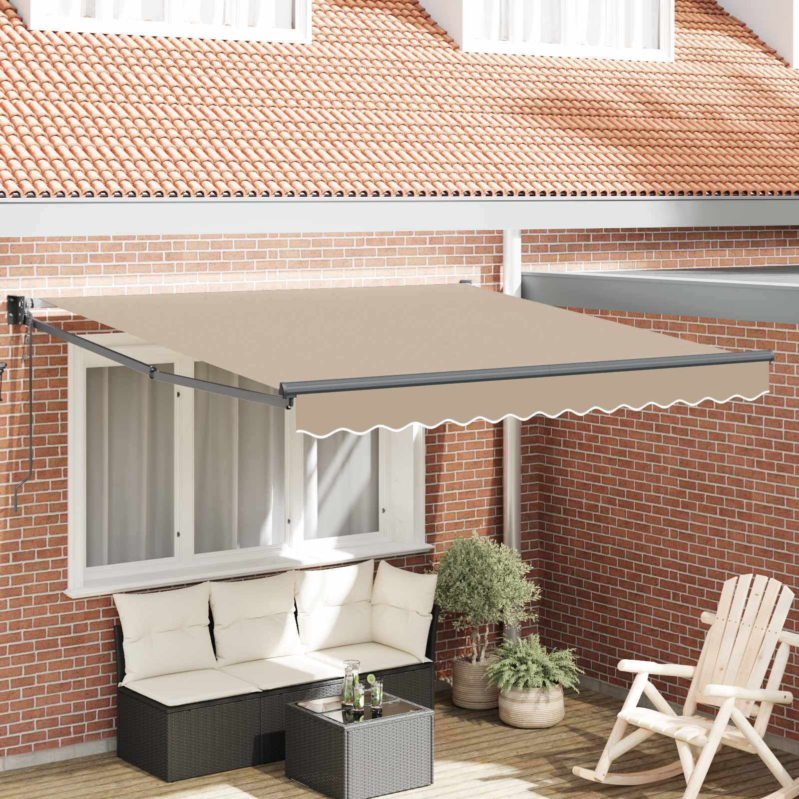 Markise Beige 300 x 250 x 165 cm Polyester und Metall