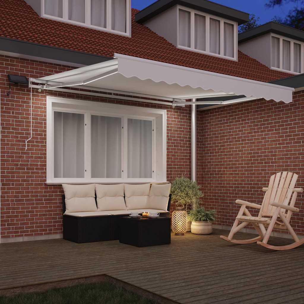 Ausziehbare Markise Weiß 300 x 250 cm Stoff und Aluminium