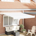 Ausziehbare Markise Weiß 300 x 250 cm Stoff und Aluminium