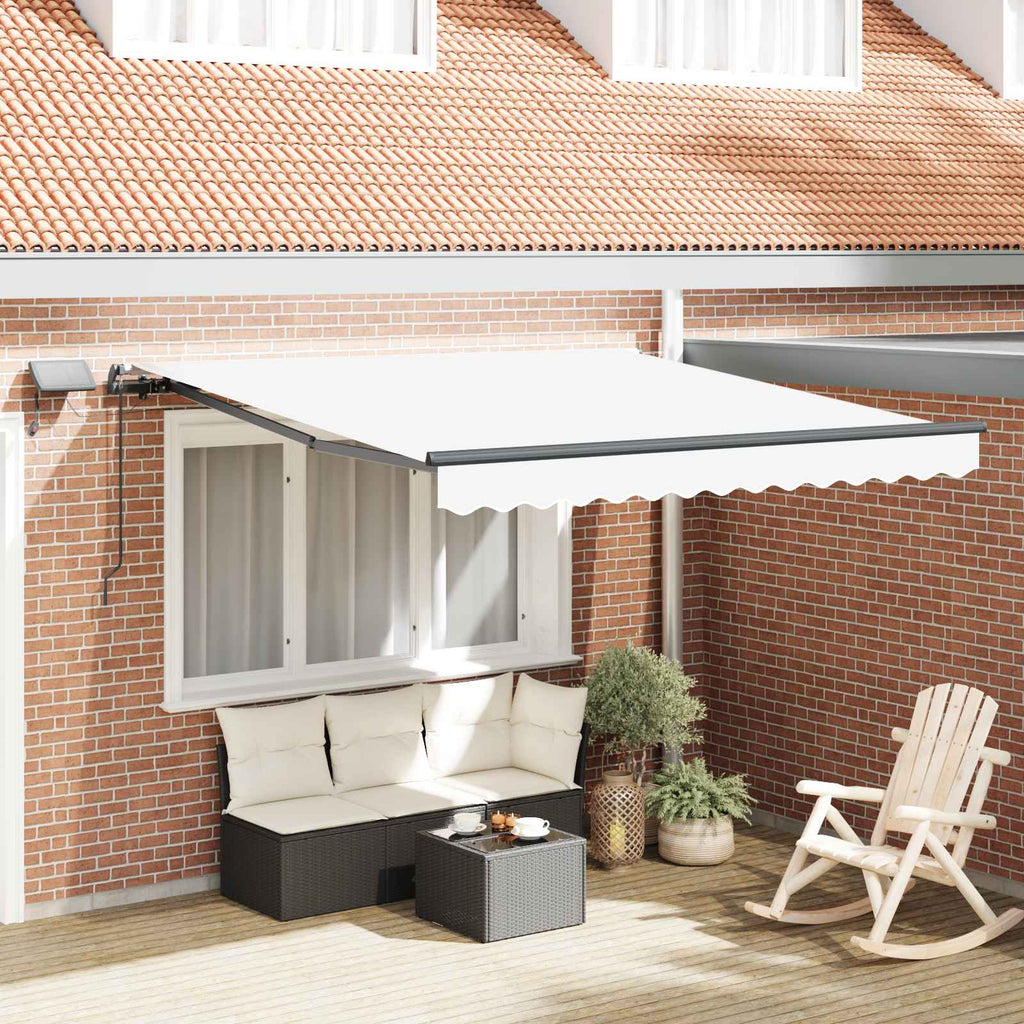 Ausziehbare Markise Weiß 300 x 250 cm Stoff und Aluminium