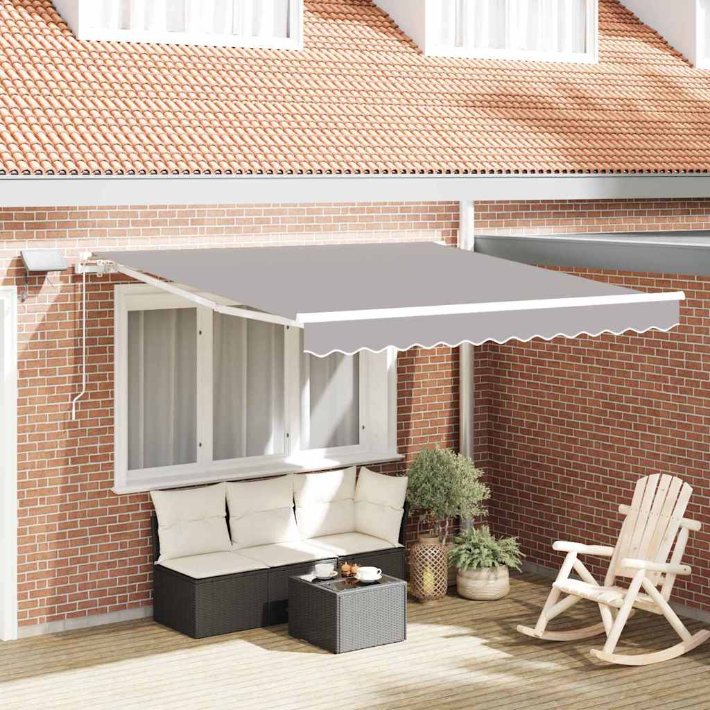 Ausziehbare Markise Hellgrau 300 x 250 cm Stoff und Aluminium