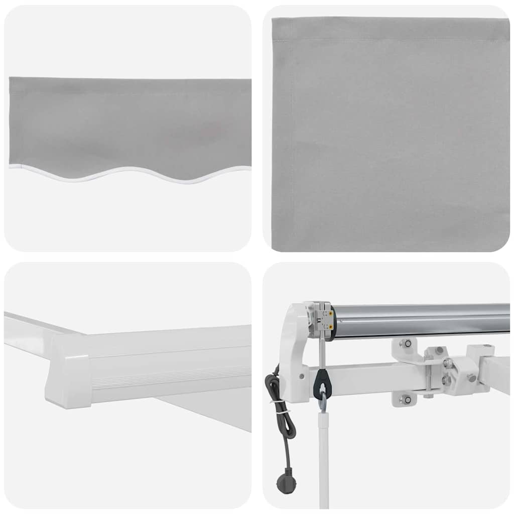 Ausziehbare Markise Hellgrau 300 x 250 cm Stoff und Aluminium