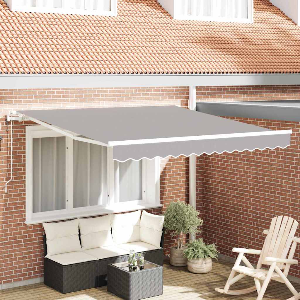 Ausziehbare Markise Hellgrau 300 x 250 cm Stoff und Aluminium