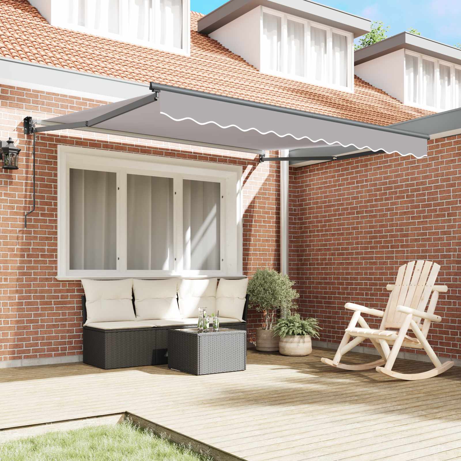 Markise Hellgrau 300 x 250 x 165 cm Polyester und Metall