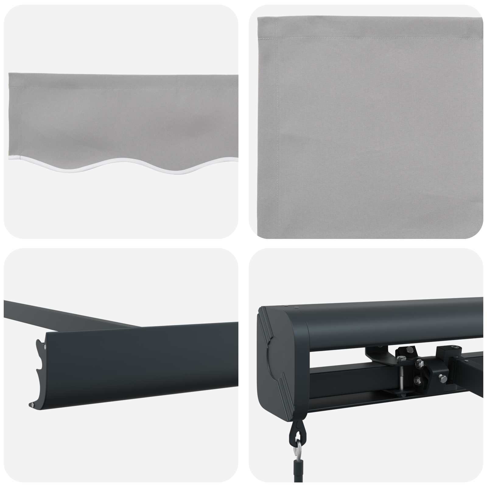 Ausziehbare Markise Hellgrau 300 x 250 cm Leinen und Aluminium