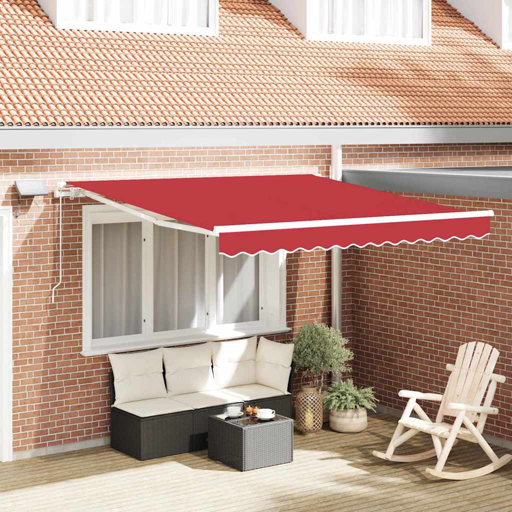Ausziehbare Markise Rot 300 x 250 cm Stoff und Aluminium