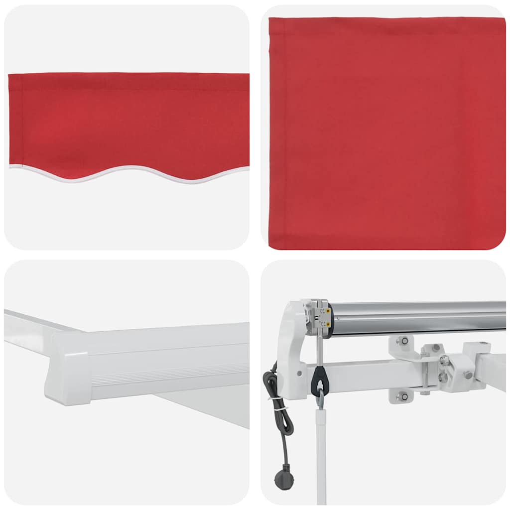 Ausziehbare Markise Rot 300 x 250 cm Stoff und Aluminium