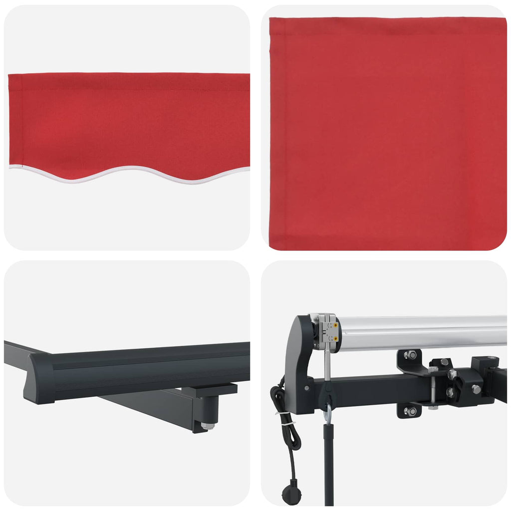 Ausziehbare Markise Rot 300 x 250 cm Stoff und Aluminium