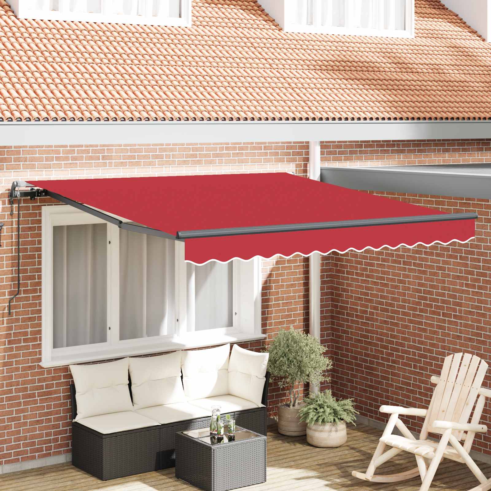 Ausziehbare Markise Rot 300 x 250 cm Stoff und Aluminium