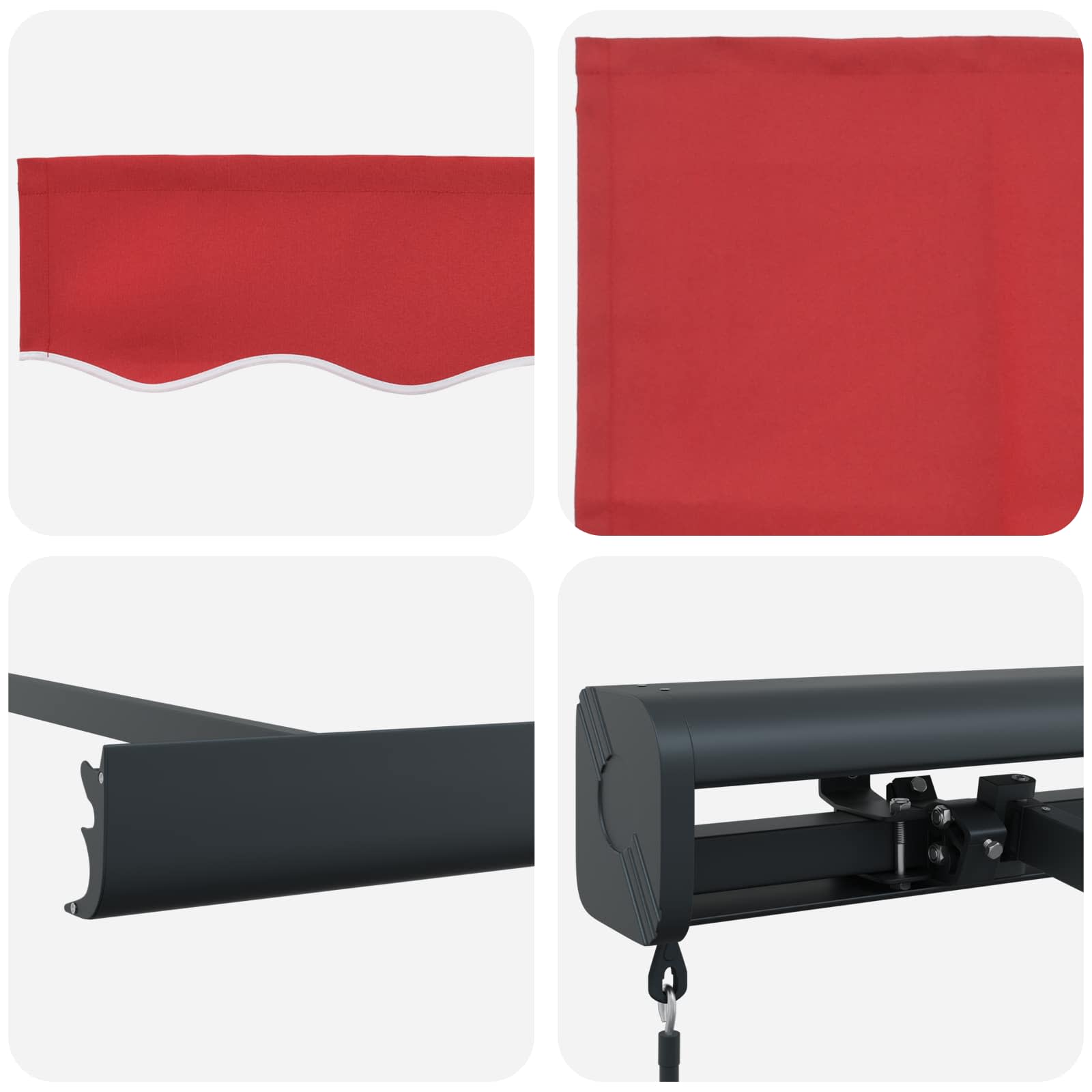 Ausziehbare Markise Rot 300 x 250 cm Leinen und Aluminium