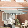 Markise Grün und Weiß 300 x 250 x 165 cm Polyester und Metall