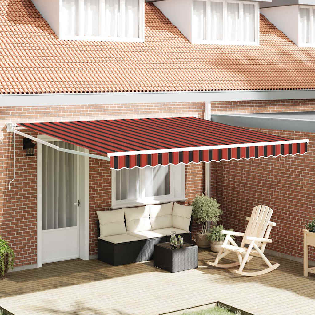 Ausziehbare Markise Rot und Schwarz 350 x 250 cm